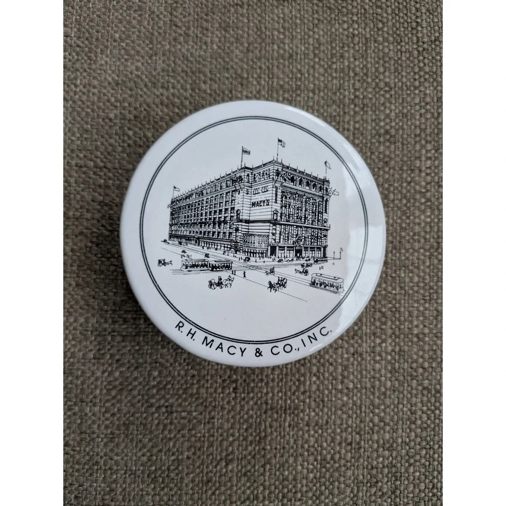 Vintage Porcelain Trinket Box Featuring R.H. Macy & Co Flagship NYC New York